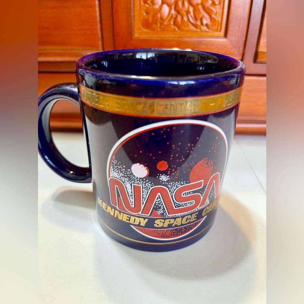 NASA Kennedy Space Center Cobalt blue Souvenir Mug with 22K Gold - 8 oz.
